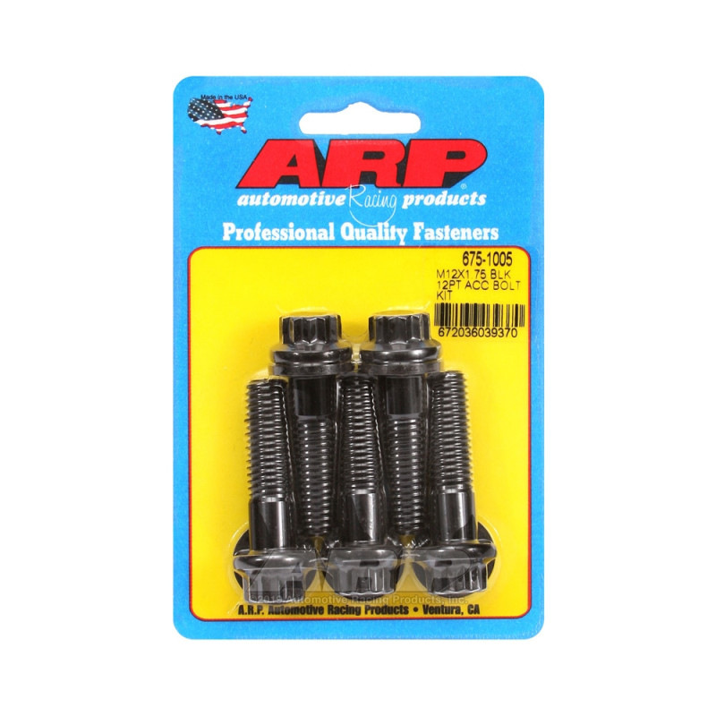 Set de șuruburi și piulițe universale ARP M12 x 1,75 – Oxid negru, 12 capete, x5 - ARP-675-1005 - 675-1005 - 3666618197036